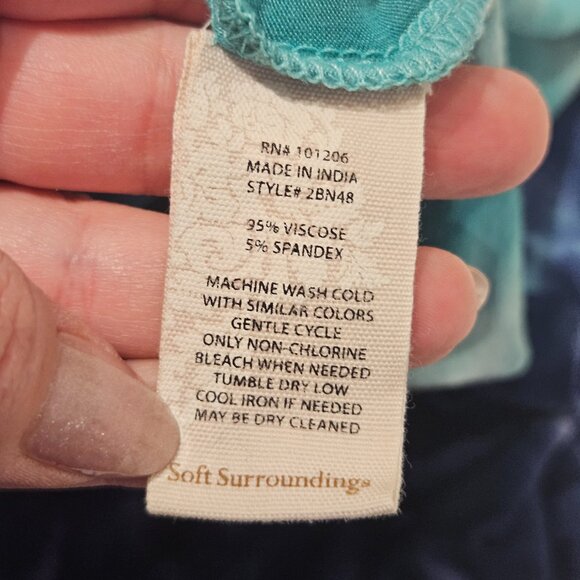 Soft Surroundings Dress Size M Tie-Dye Navy & Teal Boho Maxi Soft Knit Flowy - Picture 13 of 14